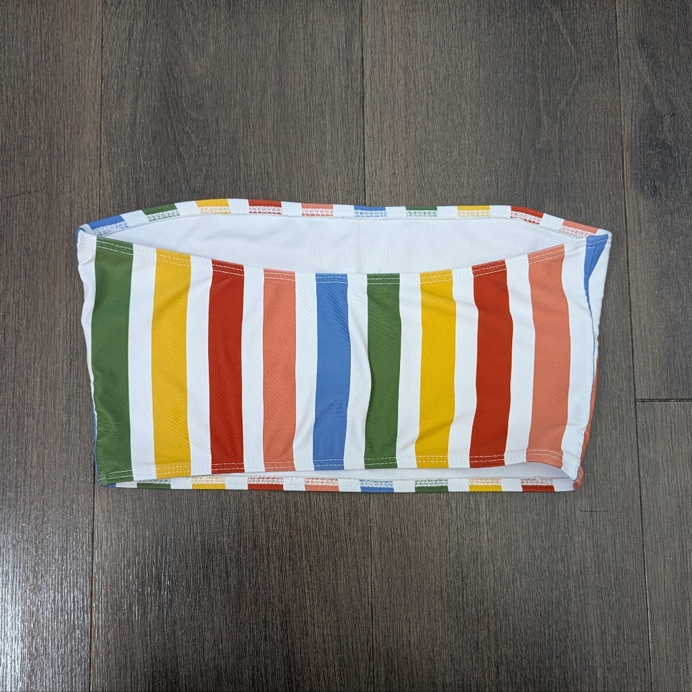 S white / rainbow striped tube bikini top - Picture 2 of 4